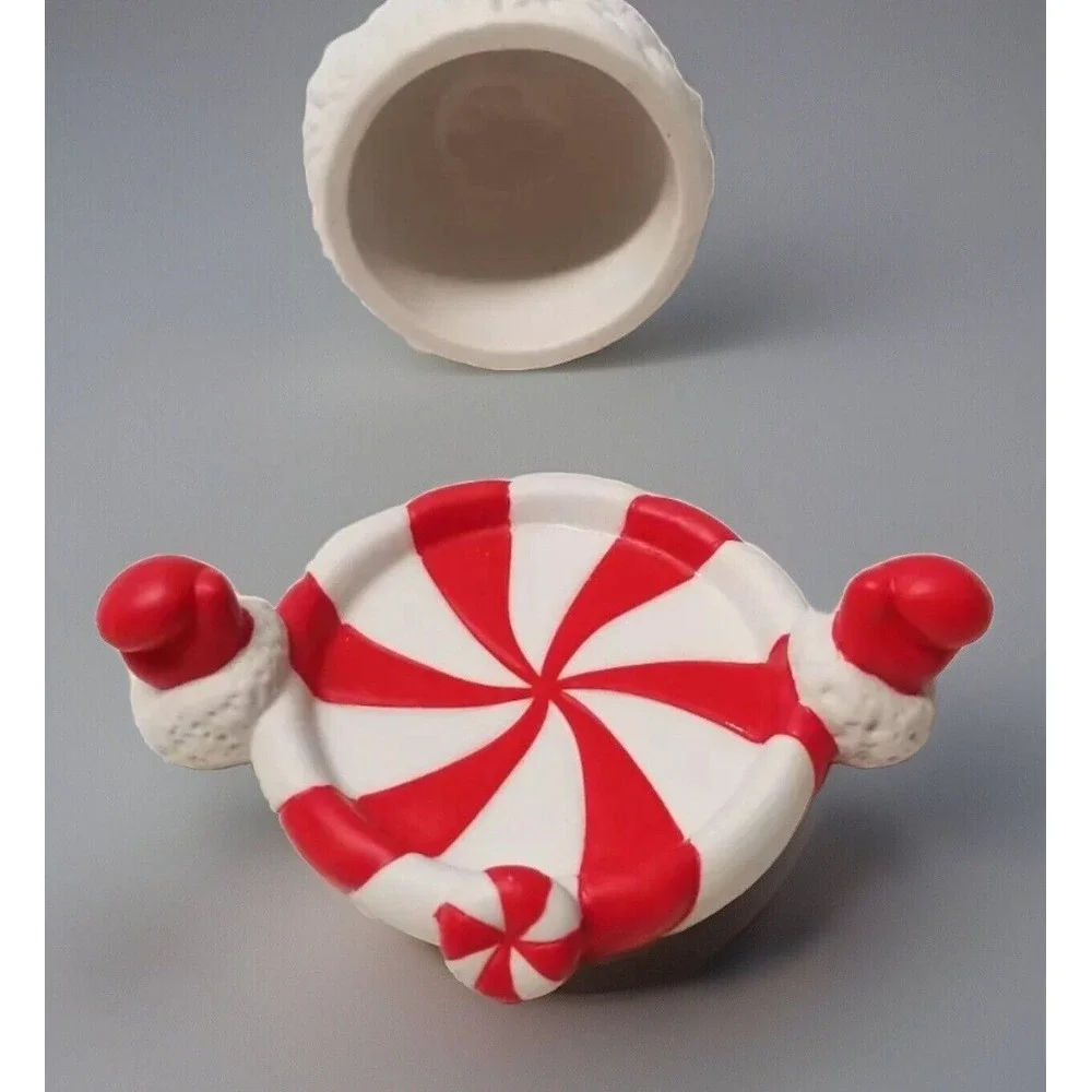 Partylite Retired Ceramic Peppermint Santa Christmas Candle Snuffer - EUC‎ - Picture 5 of 9